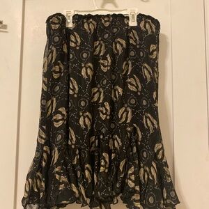 Black/floral ruffle skirt